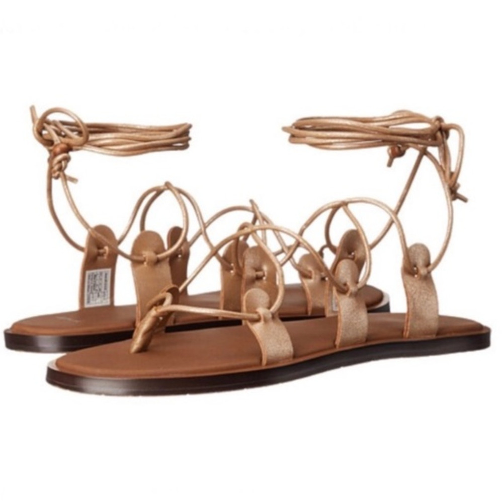 Sanuk Gold Cleopatra Tie Up Gladiator Tan Sandals